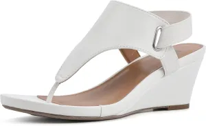 WHITE MOUNTAIN Women's All Dres Triangle Thong Sling-Back Wedge Sandal
