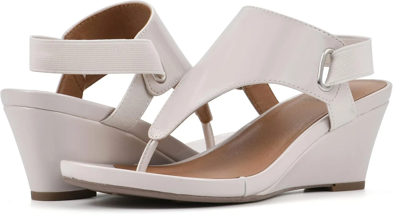 WHITE MOUNTAIN Women's All Dres Triangle Thong Sling-Back Wedge Sandal