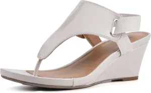 WHITE MOUNTAIN Women's All Dres Triangle Thong Sling-Back Wedge Sandal