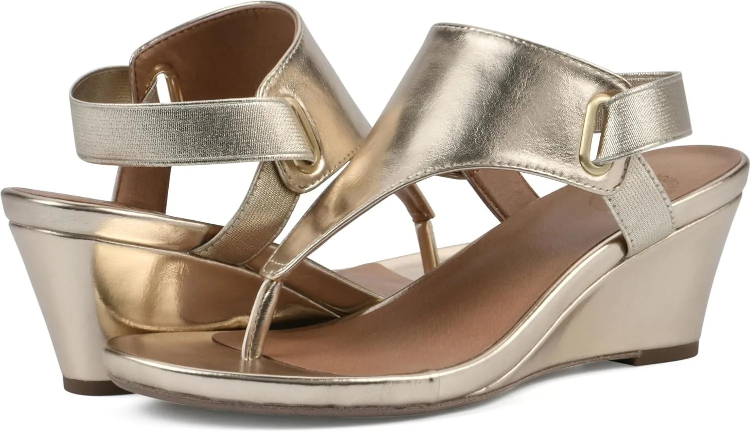 WHITE MOUNTAIN Women's All Dres Triangle Thong Sling-Back Wedge Sandal