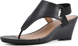 WHITE MOUNTAIN Women's All Dres Triangle Thong Sling-Back Wedge Sandal