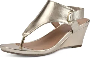WHITE MOUNTAIN Women's All Dres Triangle Thong Sling-Back Wedge Sandal