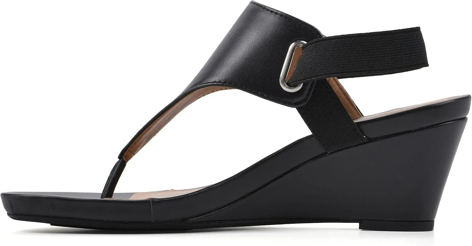 WHITE MOUNTAIN Women's All Dres Triangle Thong Sling-Back Wedge Sandal