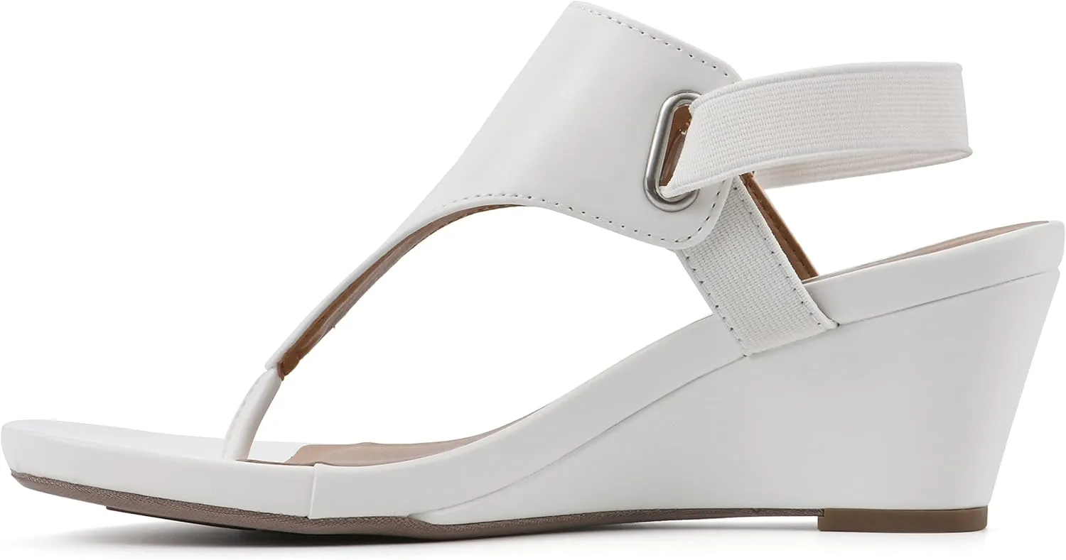 WHITE MOUNTAIN Women's All Dres Triangle Thong Sling-Back Wedge Sandal