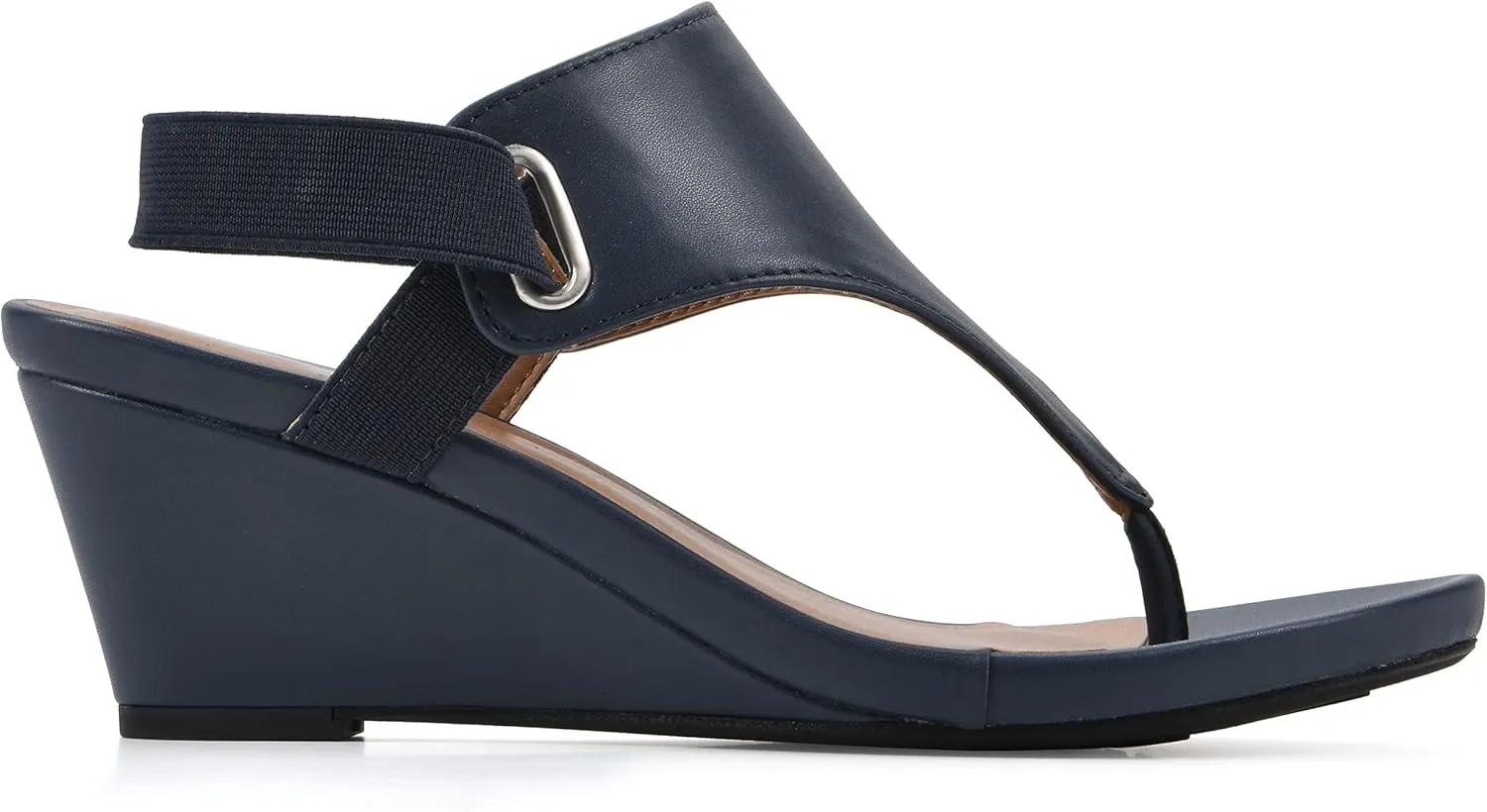 WHITE MOUNTAIN Women's All Dres Triangle Thong Sling-Back Wedge Sandal