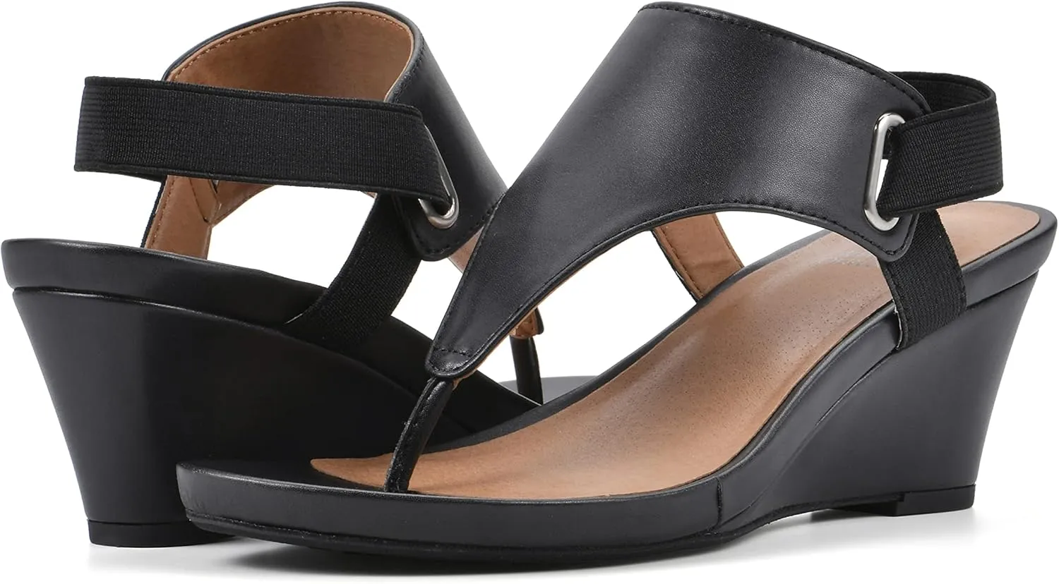 WHITE MOUNTAIN Women's All Dres Triangle Thong Sling-Back Wedge Sandal