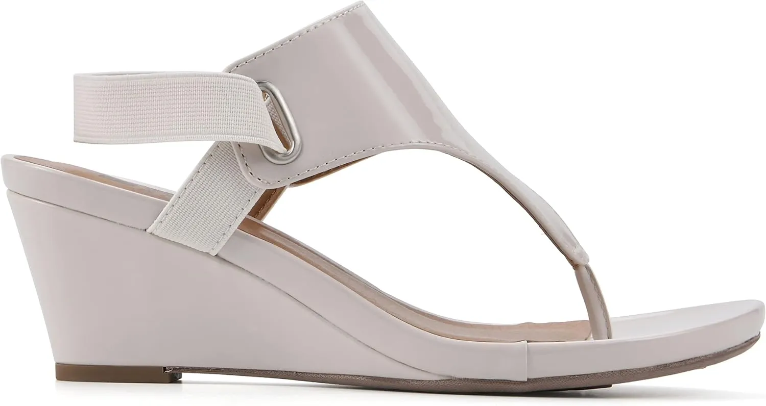 WHITE MOUNTAIN Women's All Dres Triangle Thong Sling-Back Wedge Sandal
