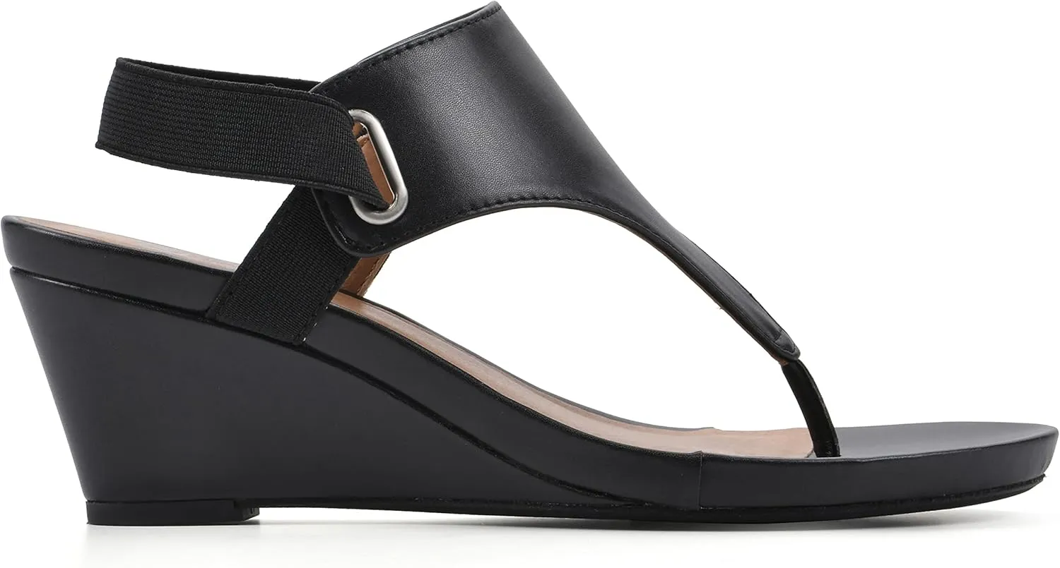 WHITE MOUNTAIN Women's All Dres Triangle Thong Sling-Back Wedge Sandal