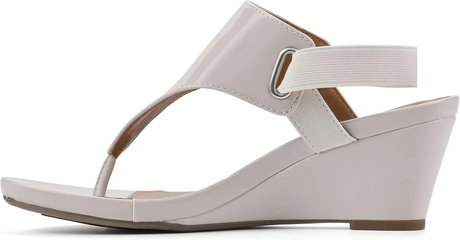WHITE MOUNTAIN Women's All Dres Triangle Thong Sling-Back Wedge Sandal