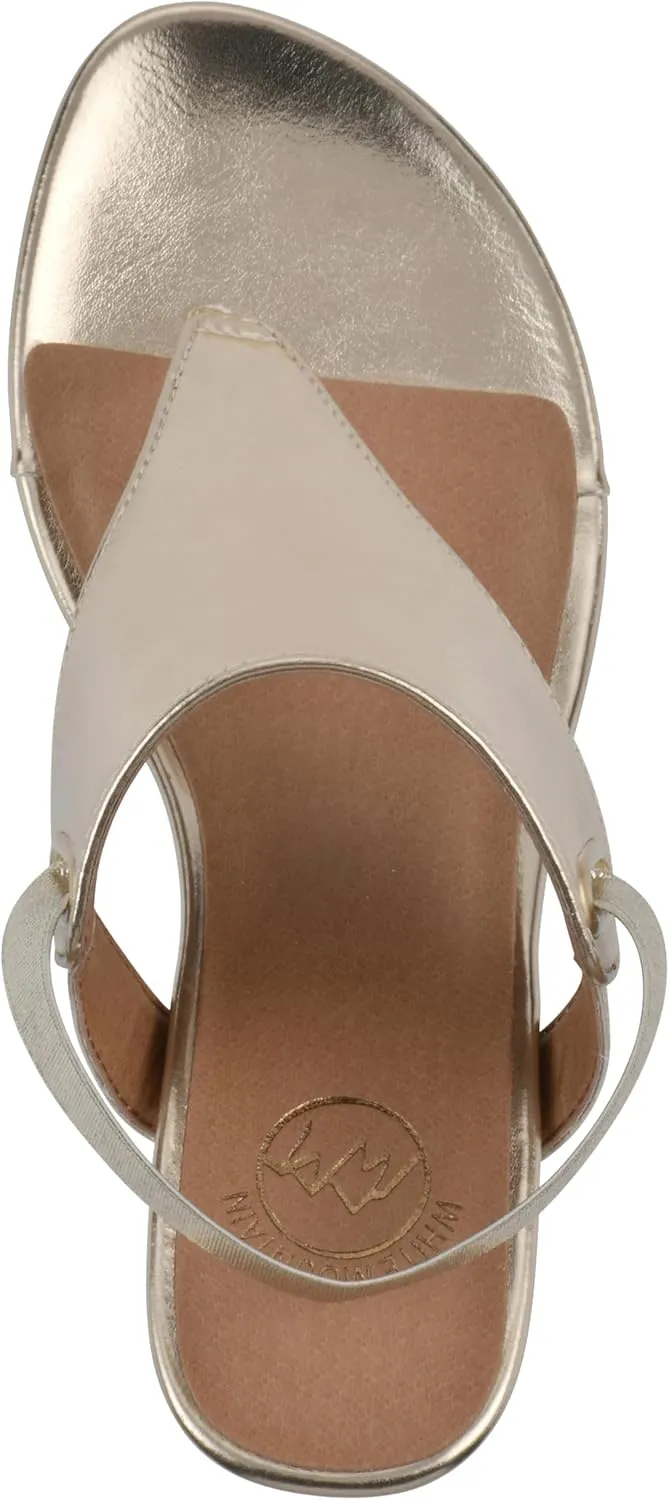WHITE MOUNTAIN Women's All Dres Triangle Thong Sling-Back Wedge Sandal