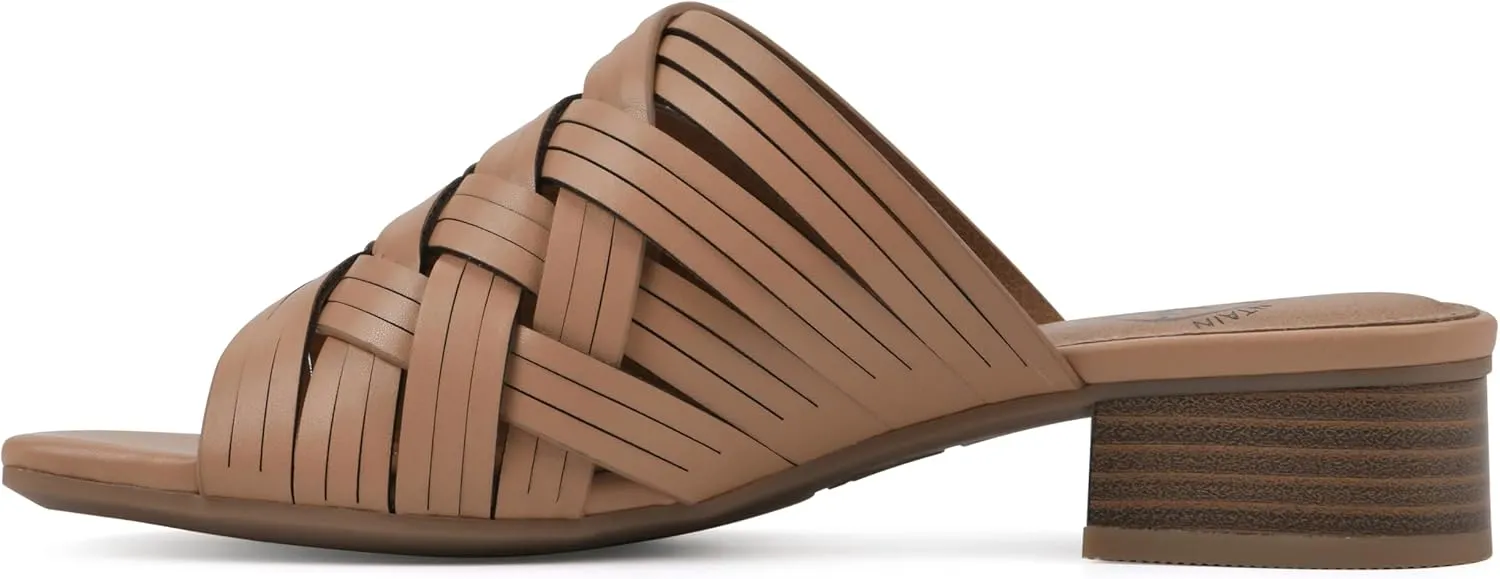 WHITE MOUNTAIN Women's Alluvia Low Block Heel Woven Sandal