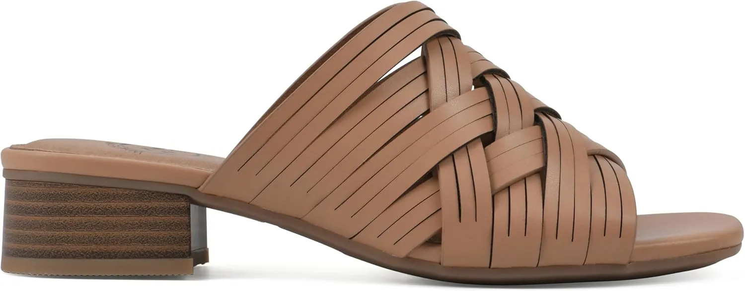 WHITE MOUNTAIN Women's Alluvia Low Block Heel Woven Sandal