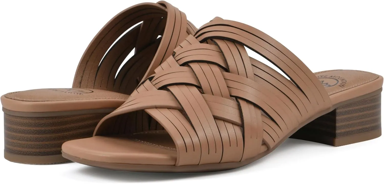 WHITE MOUNTAIN Women's Alluvia Low Block Heel Woven Sandal
