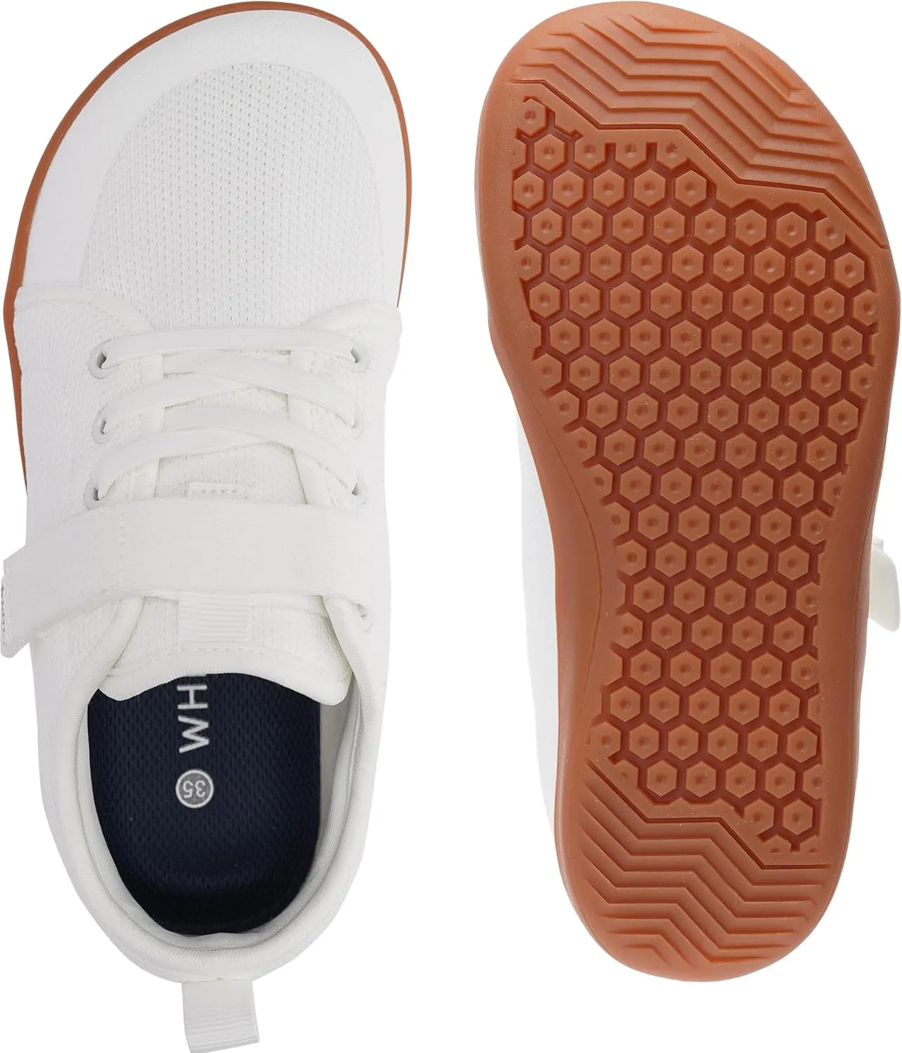 WHITIN Little/Big Kid Barefoot Shoes | Boys/Girls Lace-up Minimalist Sneakers | Wide Toe Box | Natural Flexible Fit