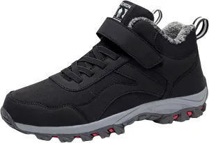 Winter Sport Shoes for Men Fleece Lined Warm Running Shoes with Adjustable Closures Non Slip Walking Boots Snowshoe Pole