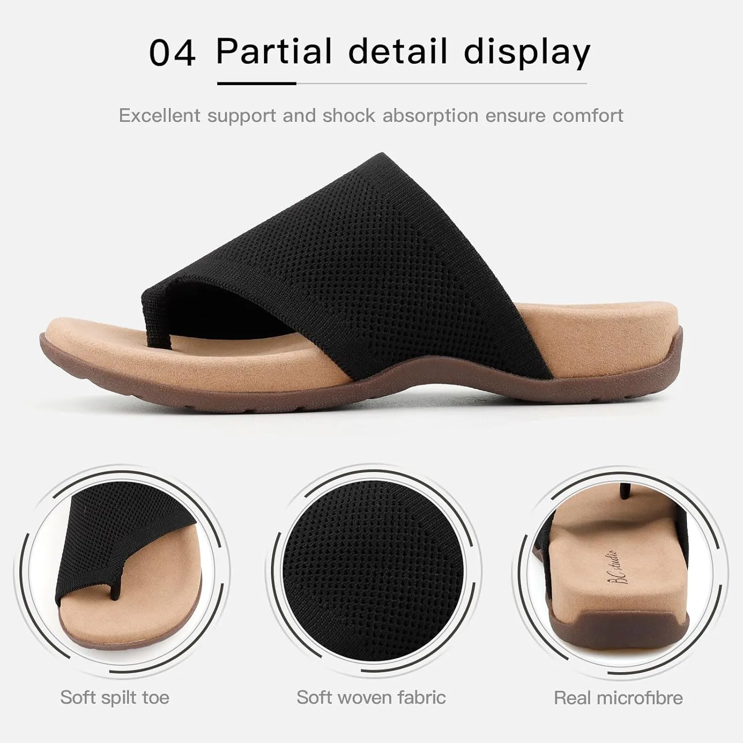 Women Comfort Orthopedic Knit Flip Flop Sandals with Arch Support