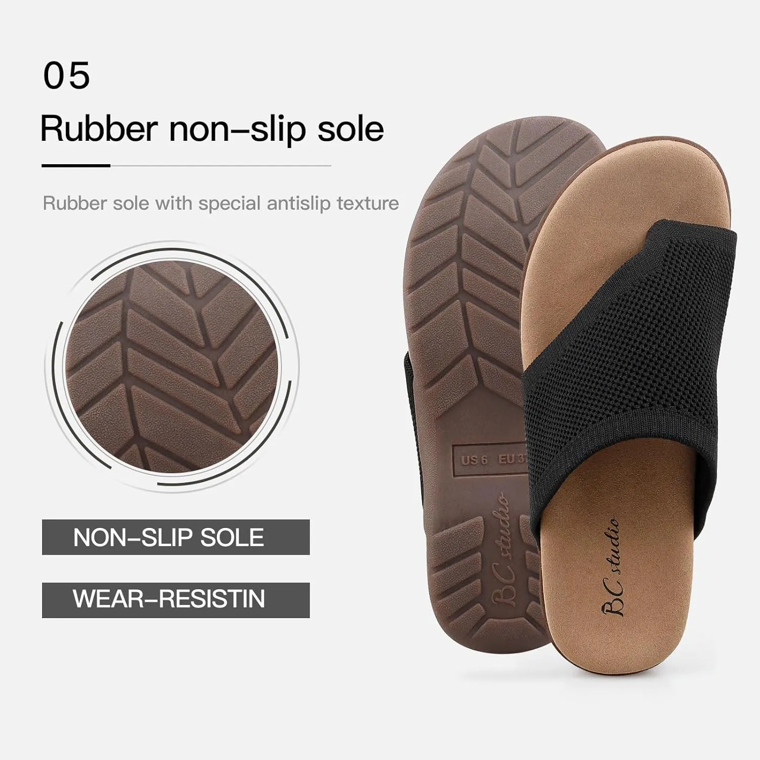 Women Comfort Orthopedic Knit Flip Flop Sandals with Arch Support