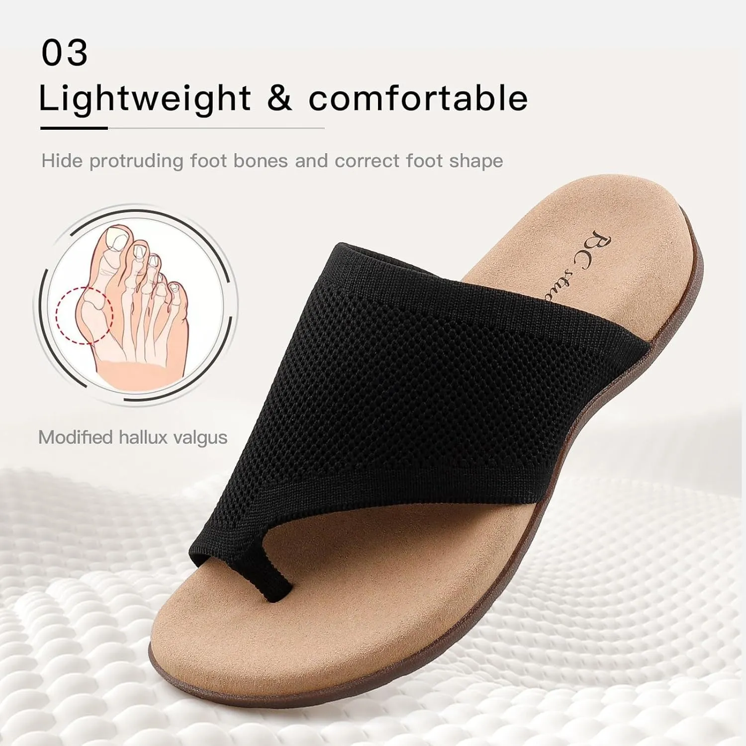 Women Comfort Orthopedic Knit Flip Flop Sandals with Arch Support