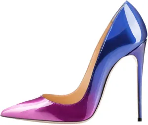 Women Stiletto Shoes Pointy Closed Toe High Heels Elegant and Fashionable Gradient Color Shallow Mouth Women's 12cm High Heel Evening Shoes