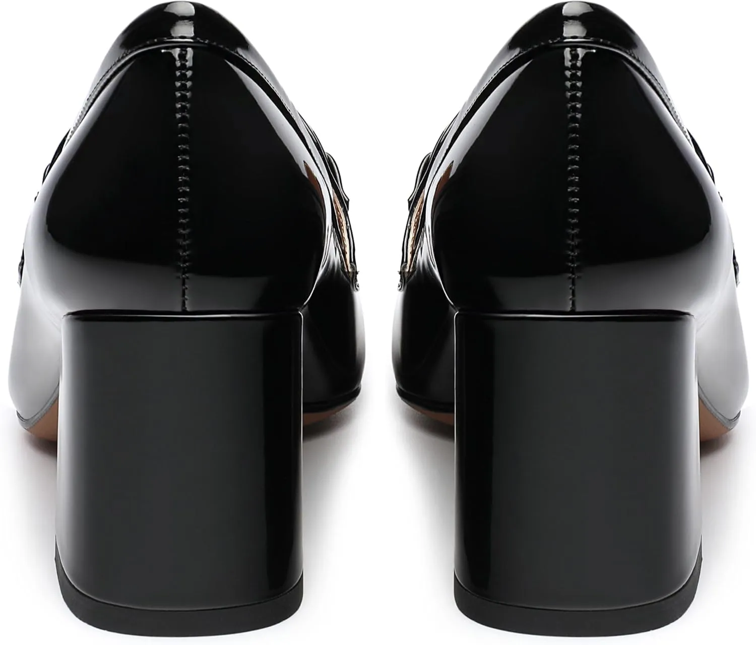 Women's Block Heel Bit Loafer, Square Closed Heel Pumps,Elegant and Comfortable Penny Loafers,Commuter Dress Shoes