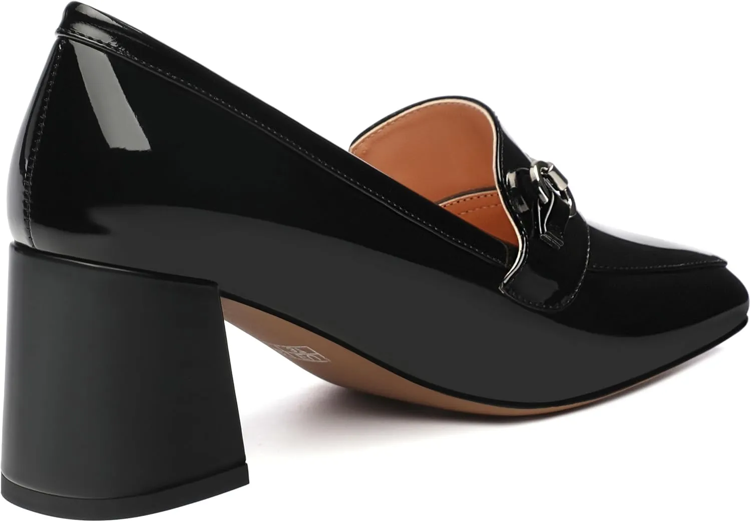 Women's Block Heel Bit Loafer, Square Closed Heel Pumps,Elegant and Comfortable Penny Loafers,Commuter Dress Shoes
