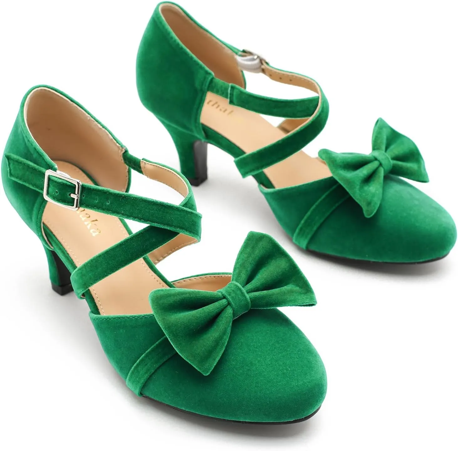 Womens Bow Mary Janes Low Kitten Heels Closed Toe Cross Ankle Strap Dress Shoes Comfortable Vintage Wedding Pumps Dress Shoes