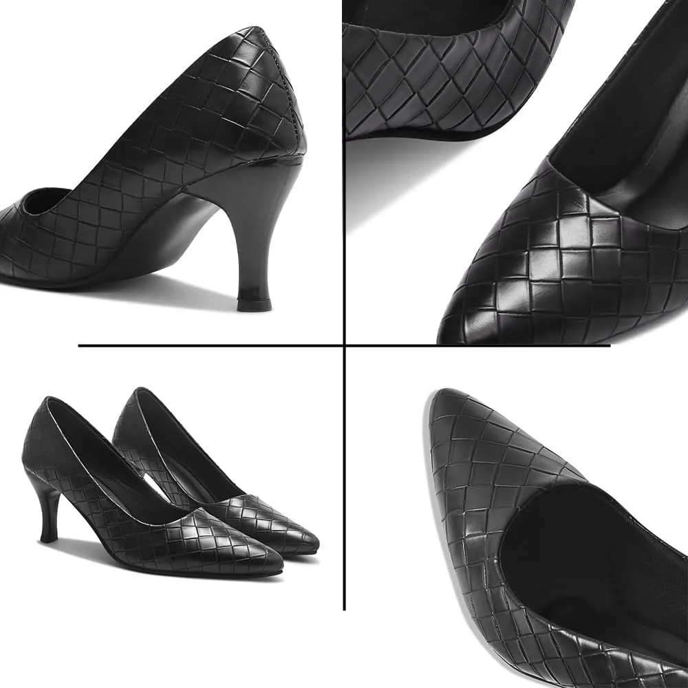 Women’s Classic Black Heels – Pointed Toe High Heel Pump – Elegant Stiletto Heels for Office, Party, or Evening Wear