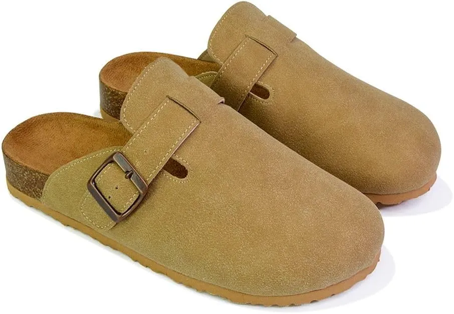Womens Clogs Slider Ladies Casual Slip On Mule Flat Footbed Soft Cork Round Close Toe Shoes Size 3-8