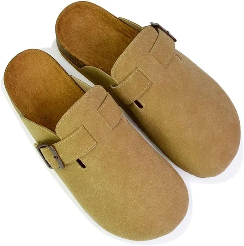 Womens Clogs Slider Ladies Casual Slip On Mule Flat Footbed Soft Cork Round Close Toe Shoes Size 3-8