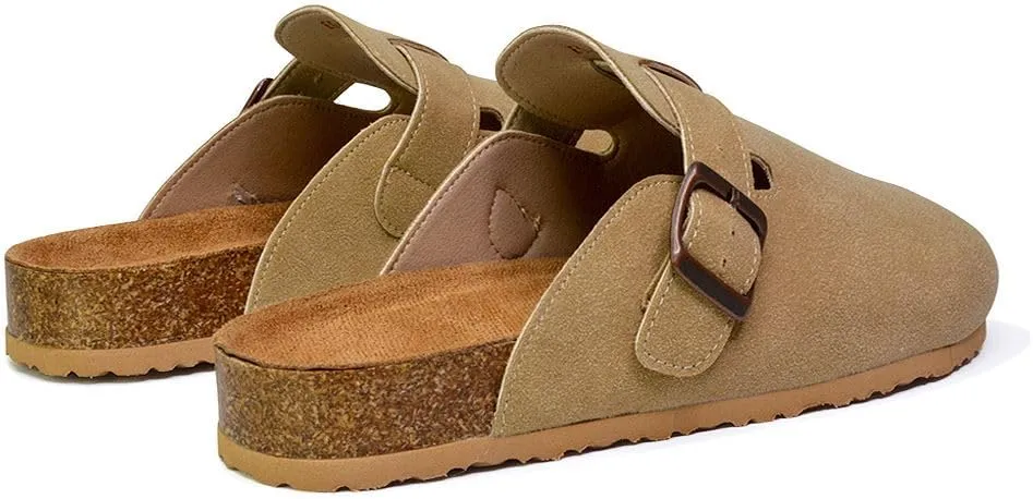Womens Clogs Slider Ladies Casual Slip On Mule Flat Footbed Soft Cork Round Close Toe Shoes Size 3-8
