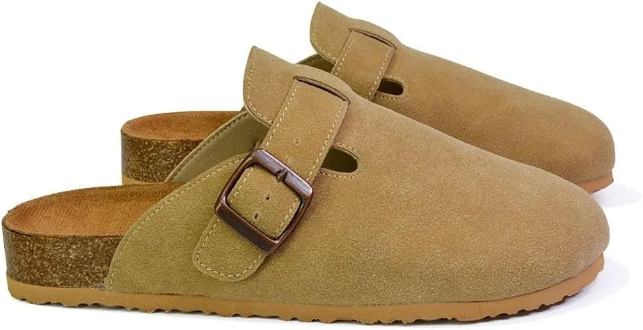 Womens Clogs Slider Ladies Casual Slip On Mule Flat Footbed Soft Cork Round Close Toe Shoes Size 3-8