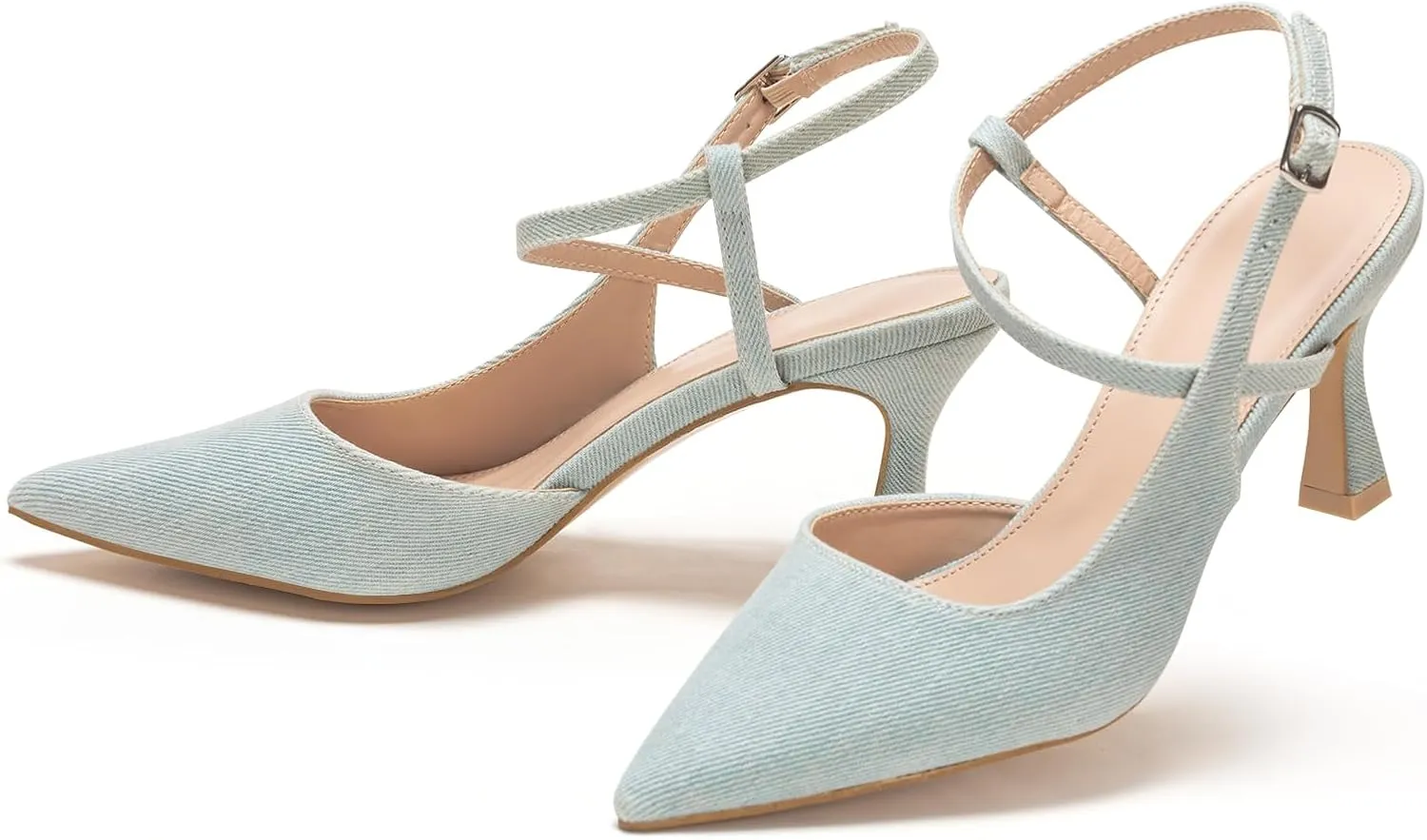 Women's Close Pointed Toe Strappy High Heels Stiletto Slingback Pumps Elegant D'Orsay Dress Wedding Party Shoes