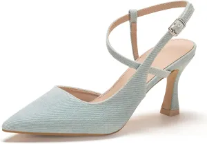 Women's Close Pointed Toe Strappy High Heels Stiletto Slingback Pumps Elegant D'Orsay Dress Wedding Party Shoes