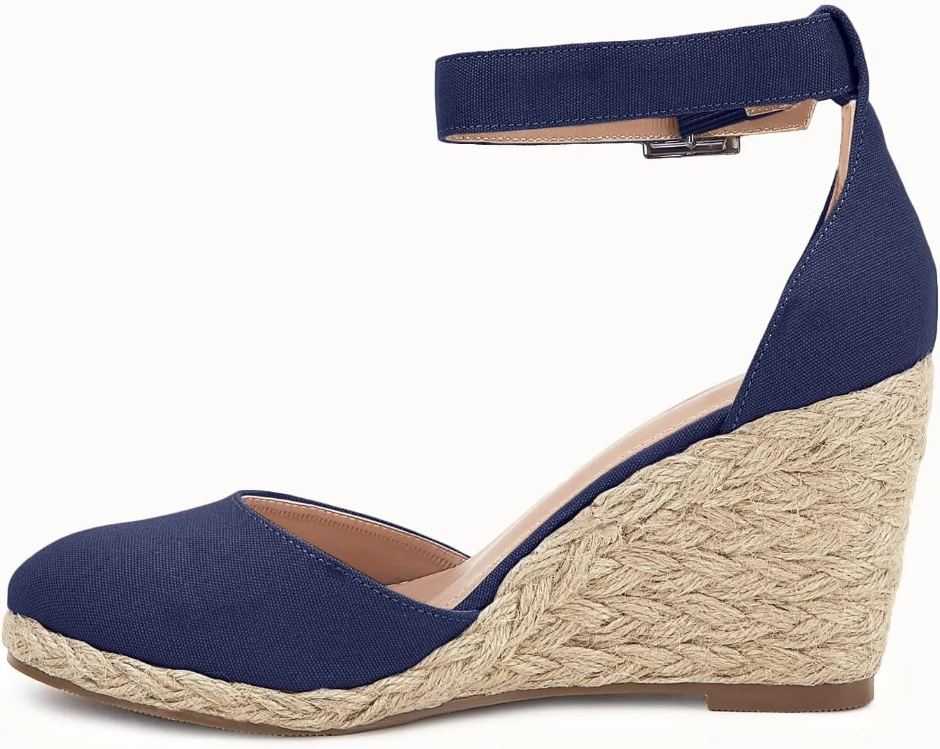 Womens Closed Toe Espadrilles Wedges Shoes Platform Heel Ankle Strap Buckle Dress Sandals