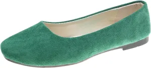 Women's Closed Toe Loafer Flat Soft Faux Suede Work Shoes Ballerina Non Slip Solid Color Single Slip On Shoes