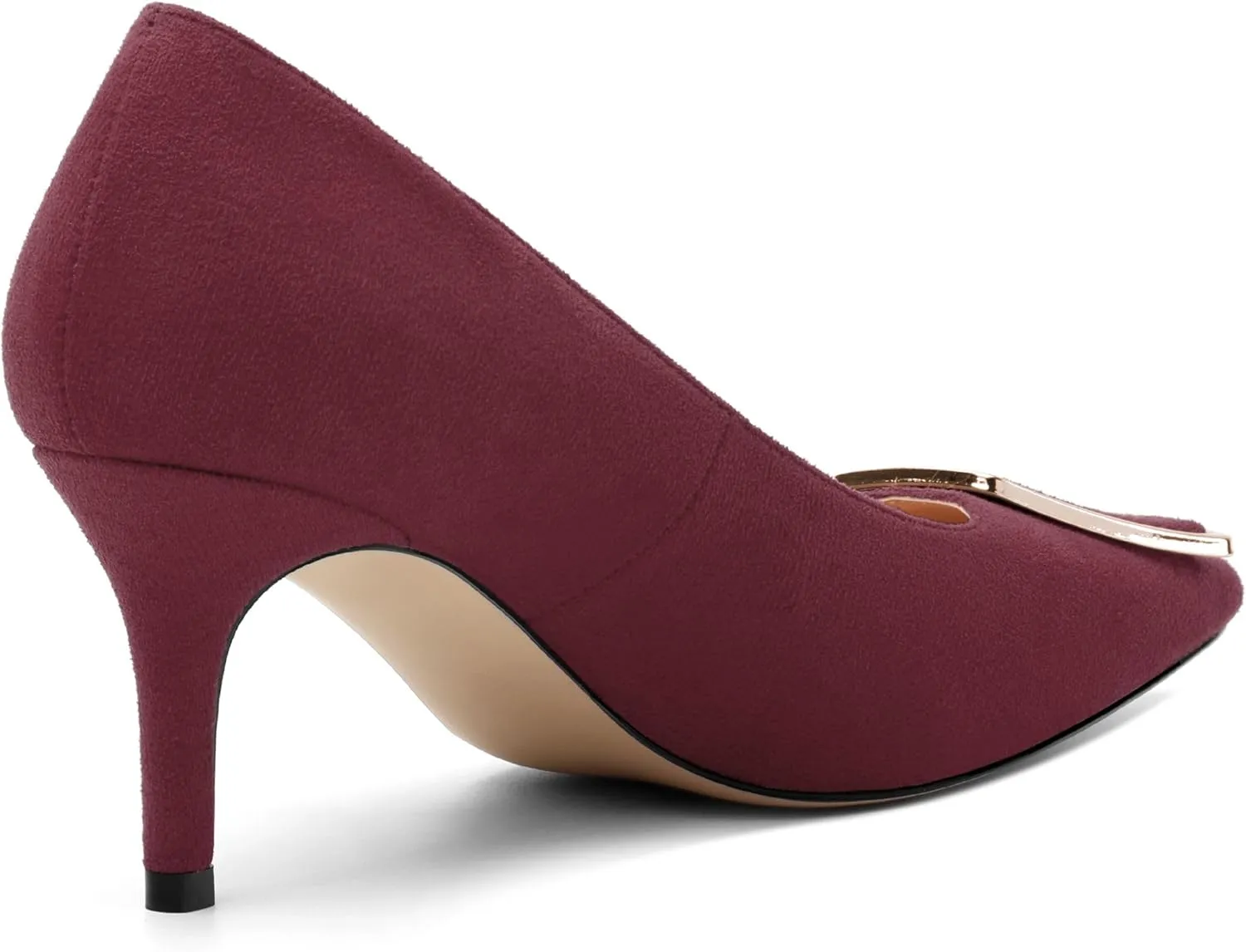 Womens Elegant Pumps, Pointed Toe Heels for Women, Kitten Heel Wedding Shoes, Slip on, Square Buckle, Solid Color, Sexy Stilettos for Ladies 2.5in