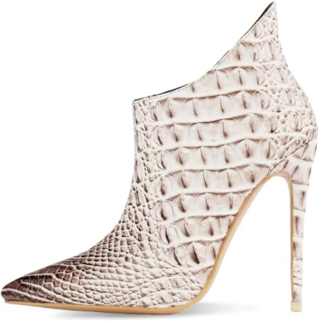 Women's Fashion Snakeskin Stiletto High Heels Ankle Boots Sexy Side Zipper Booties Elegant Business Leather Short Boots