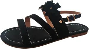 Women's Flat Bottom Sandals Flower Beach Sandals Party Dress Sandals Ankle Strap Chunky Heel Platform Sandals for Women