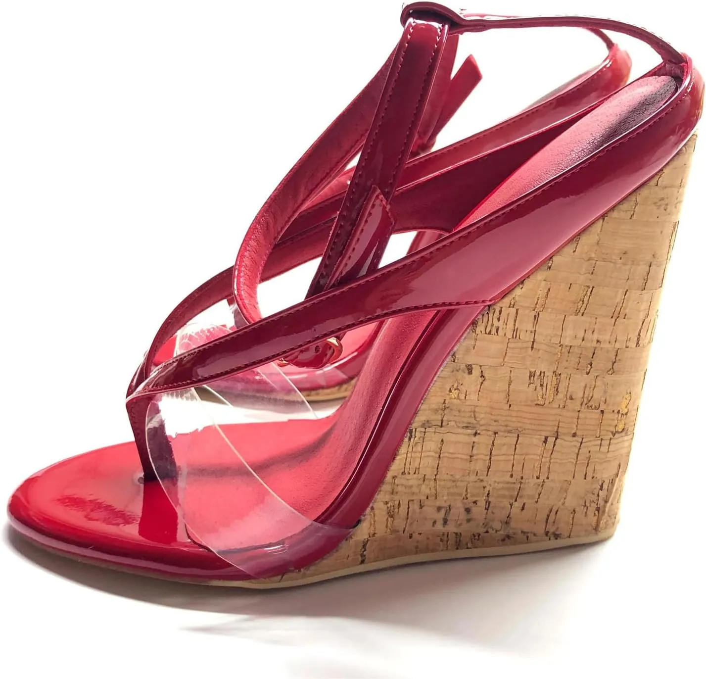 Women's Flip Flop Wedge Sandals, Red Black Summer Casual Heels