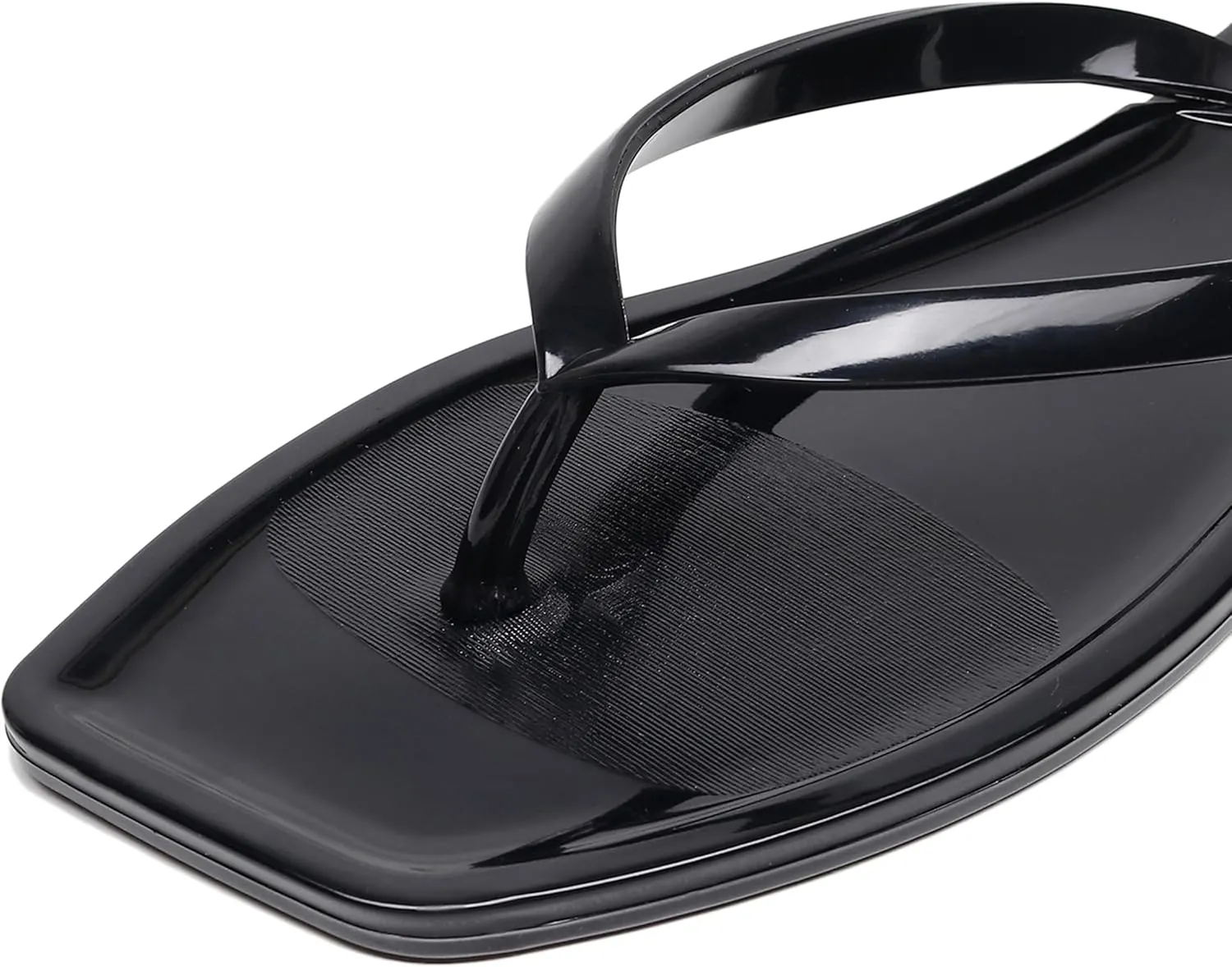 Womens Flip Flops Thong Sandals Jelly Shoes Flat for Ladies Slides Black Slippers Size 9 Slip On Summer Beach Dressy