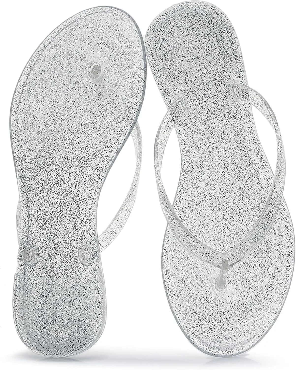 Womens Flip Flops Thong Sandals Jelly Shoes Flat for Ladies Slides Black Slippers Size 9 Slip On Summer Beach Dressy