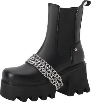 Women's Goth Platform Combat Boots, Gothic Chunky Heel Ankle Boots, Punk Fashion Booties