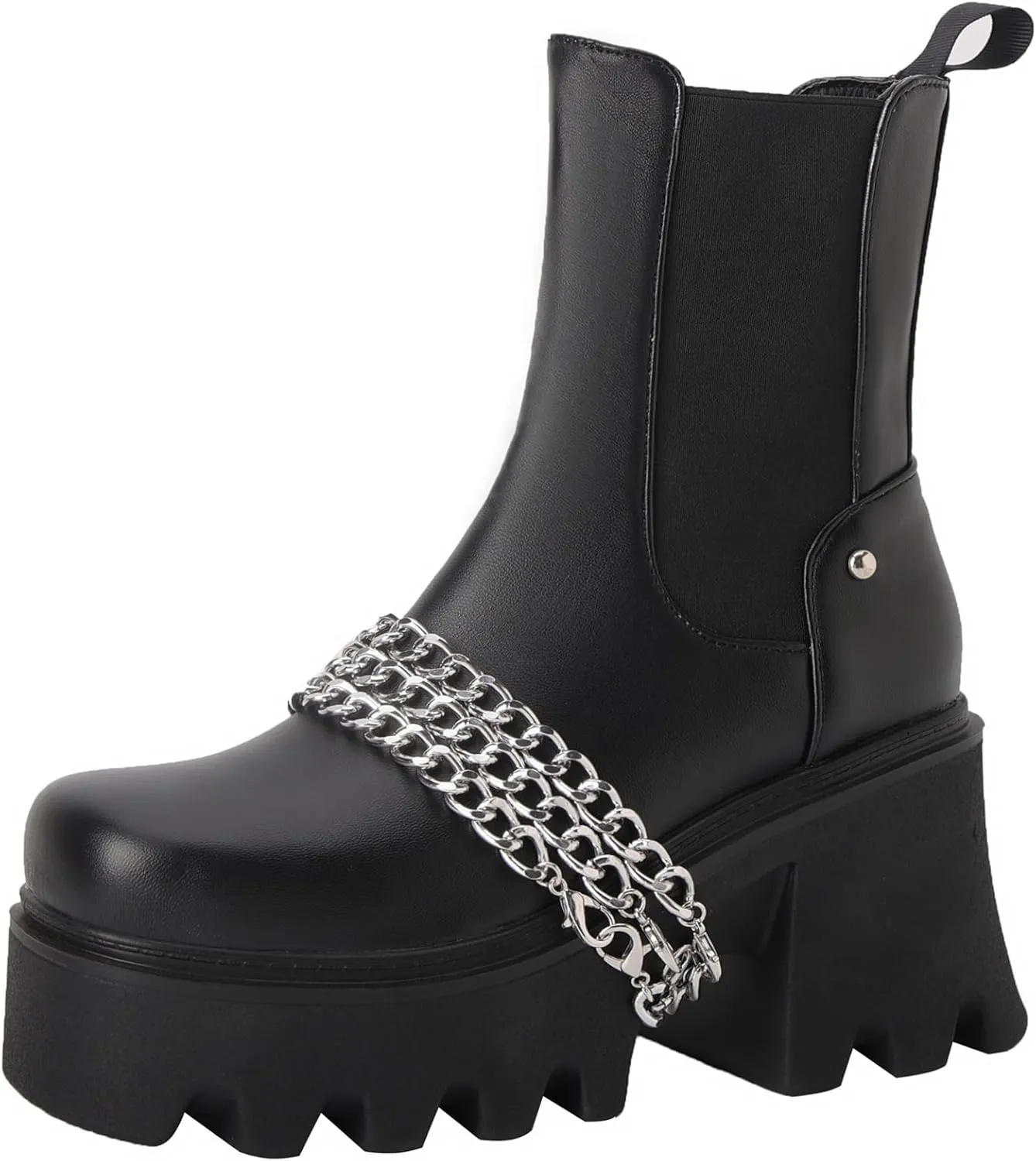 Women's Goth Platform Combat Boots, Gothic Chunky Heel Ankle Boots, Punk Fashion Booties
