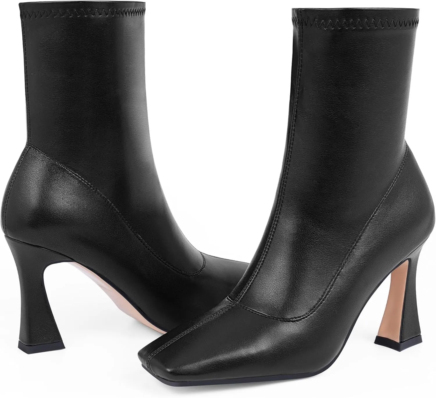 Women's High Heel Fall Ankle Boots Square Toe Side Zipper Dress Booties