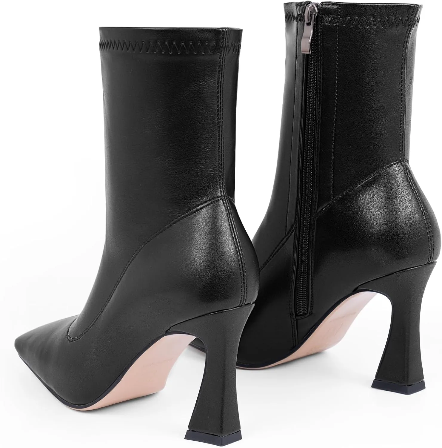 Women's High Heel Fall Ankle Boots Square Toe Side Zipper Dress Booties
