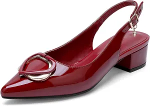 Women's High Heel Pointed Toe Love Metal Buckle Slingback Fashion Prom Shoes