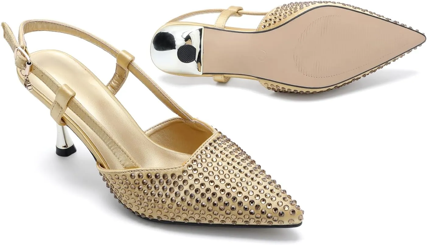 Women's High Heels Rhinestone Stiletto Pointed Toe Closed Toe Comfort Heels Prom Dresses High Heels