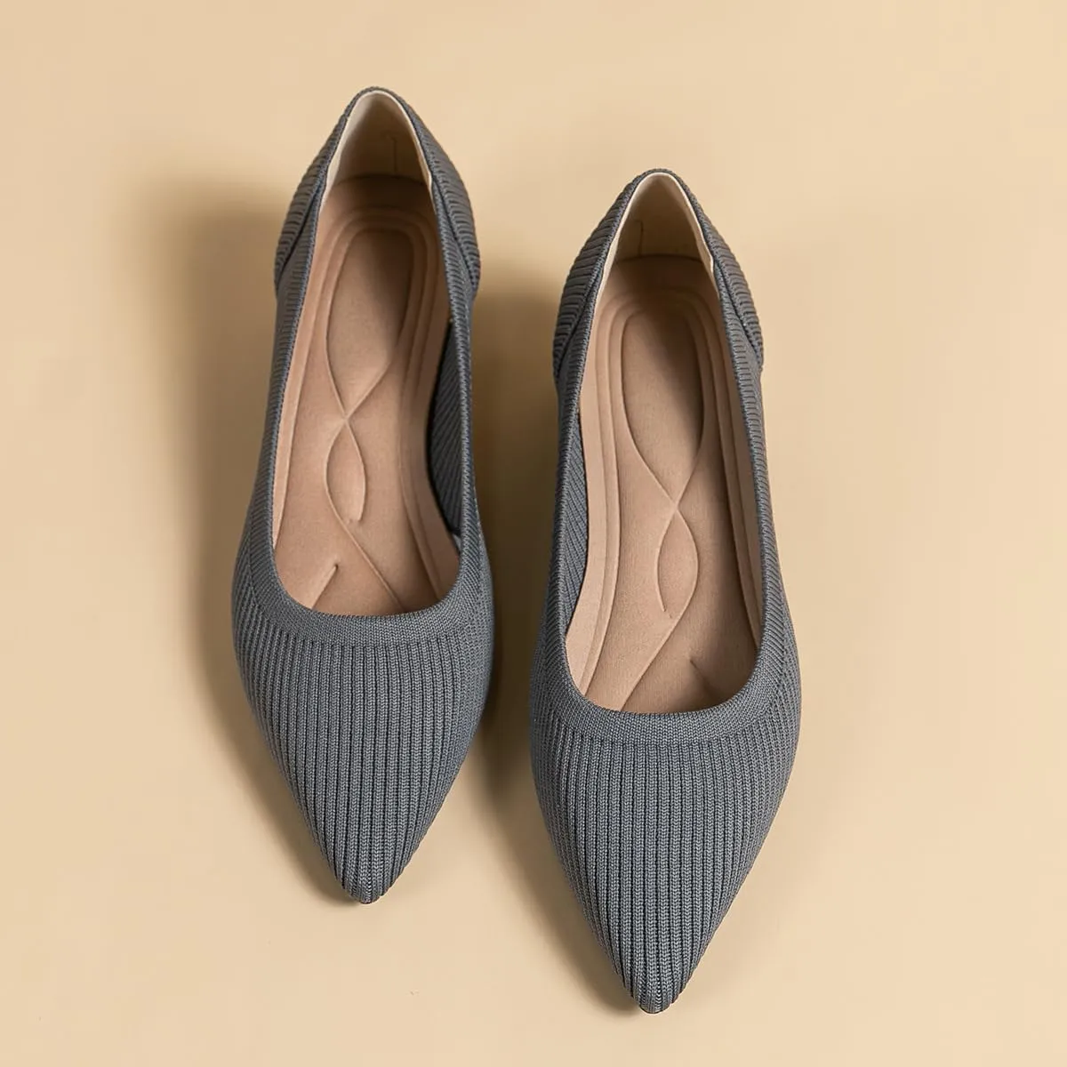 Women's Knit Pumps Block Heel Slip On Sweater Pointed Toe Low Heel Knitted Pumps