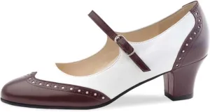 Women's Mary Jane Kitten Heel Two Tone Splicing Wingtip Pumps Closed Round Toe 1.8 Inch Chunky Heel with Ankle Strap Oxford Style Party Office Lady Dress Pumps Shoe