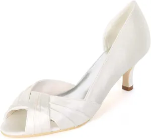 Women's Peep Toe Low Kitten Heel Sandals - Perfect Wedding Pumps for Elegant Bridal & Formal Events
